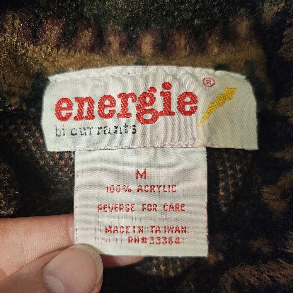Energie Bi Currants Sweater Mens Medium Zip Collar Long Sleeve Acrylic - Picture 4 of 7